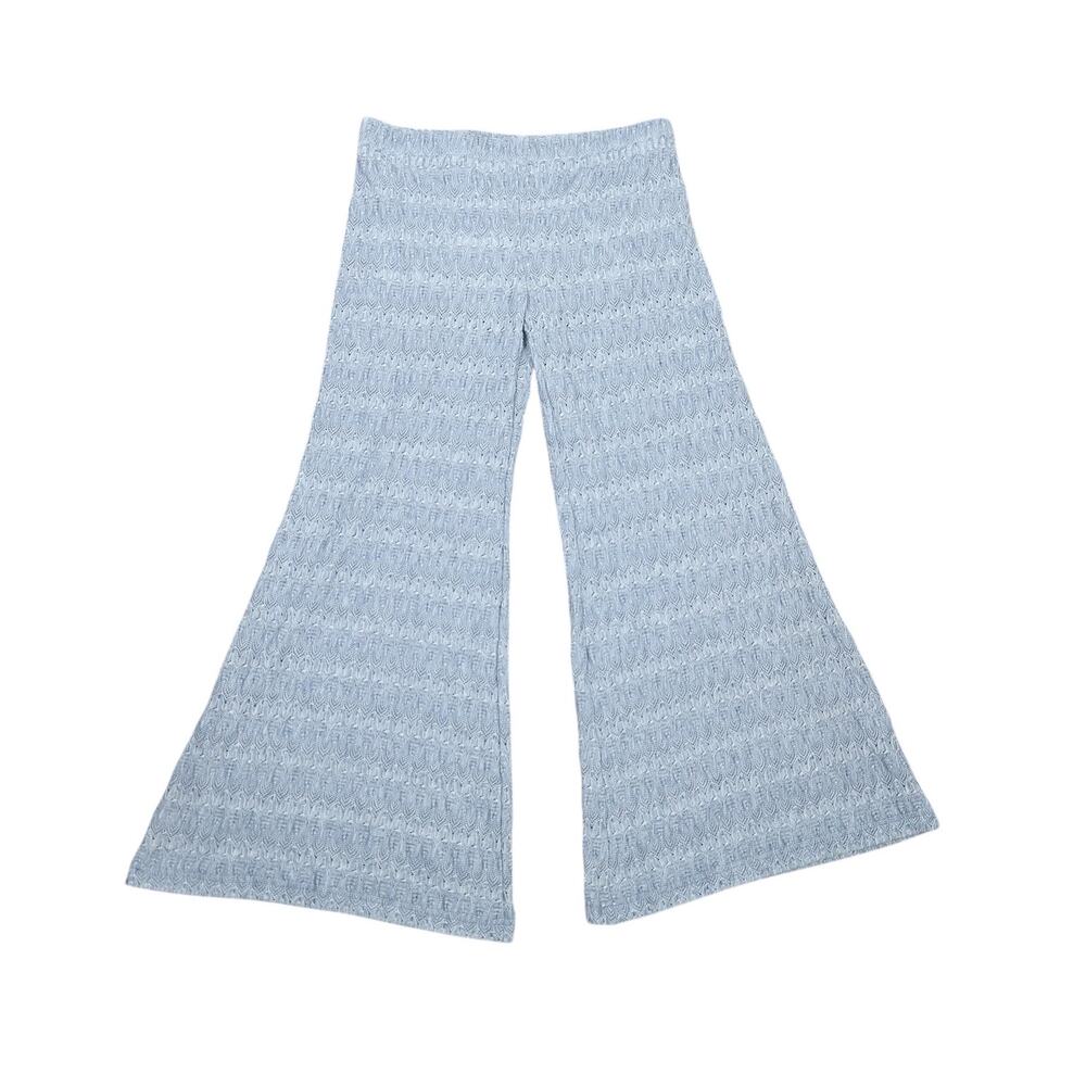 Free People pastel blue lace mid rise flare bell bottom pants 4